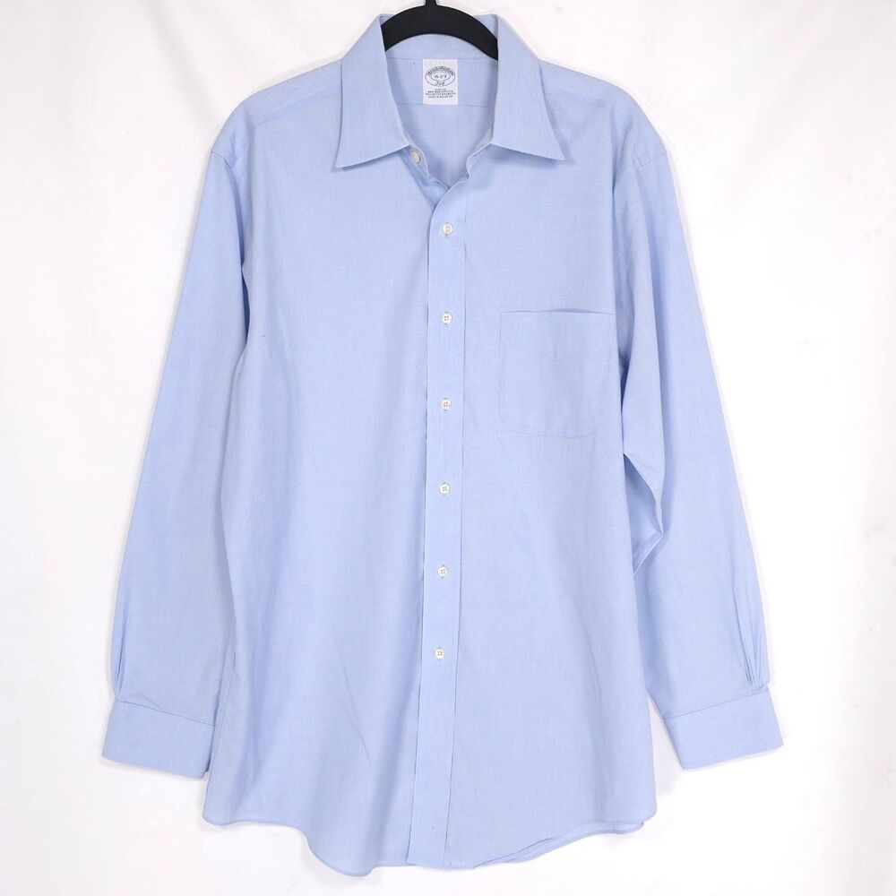 BROOKS BROTHERS Men’s Dress Shirt 16 - 2/3 Blue Slim Fit Non Iron Stretch Cotton